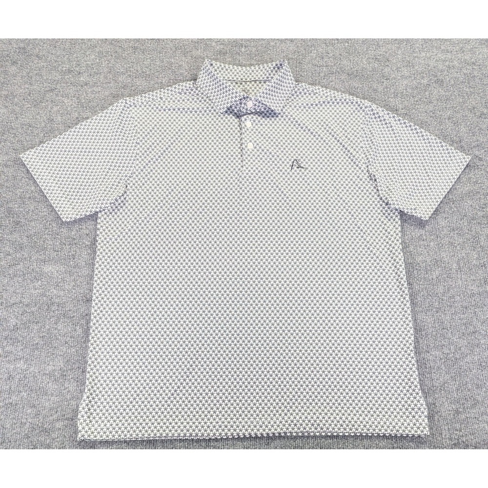 Rhoback Mens Large Performance Polo Shirt Blue White Star Texas Flag Golf MPOL